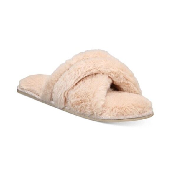 NIB Arch Support Foam Faux Fur Super Soft Crossband Slippers XL 11-12 - Picture 2 of 6